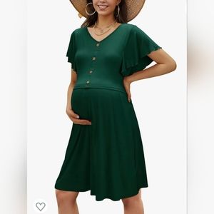 🍼 Forest Green Nursing/Maternity Dress